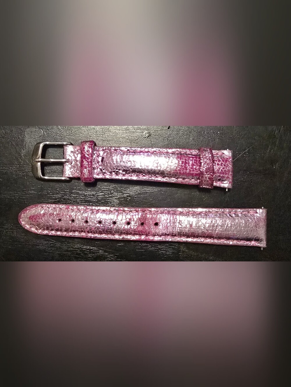 18mm Metallic Pink Women's Leather Michele Watch Strap